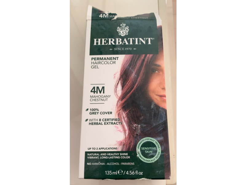 Herbatint Permanent Haircolor Gel, 4M Mahogany Chestnut, 2 Application, 4.56 fl oz/135 mL