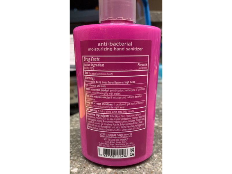 Bath & Body Works Anti-Bacterial Moisturizing Hand Sanitizer, Pink Pineapple Sunrise, 7.6 fl oz/225 mL