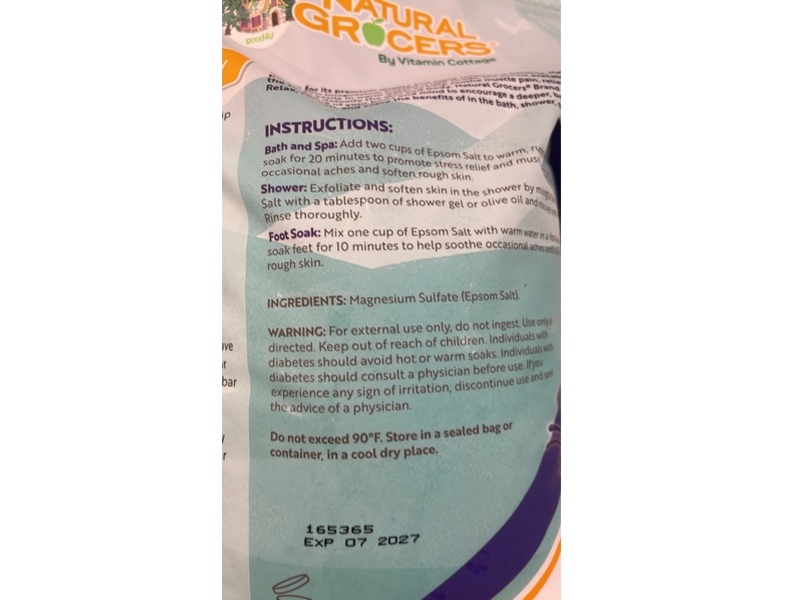 Natural Grocers Epsom Salt, Unscented, 64 oz