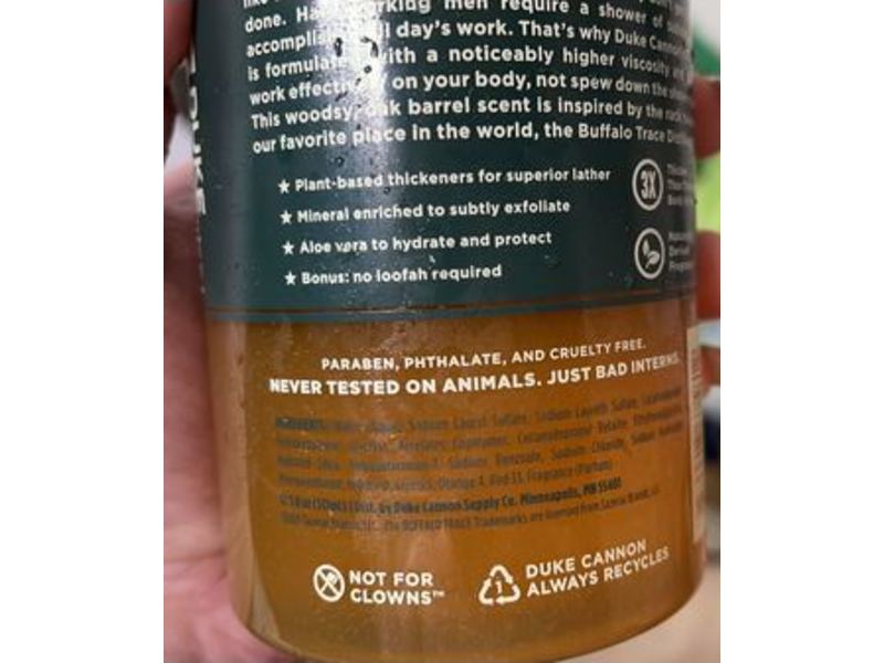 Duke Cannon Supply Co Thick High-Viscosity Body Wash Oak Barrel, Woodsy, Amber Scent, 17.5 fl oz