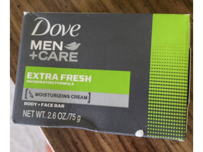 Dove Men + Care Moisturizing Cream Body + Face Bar, Extra Fresh, 2.6 oz/75 g