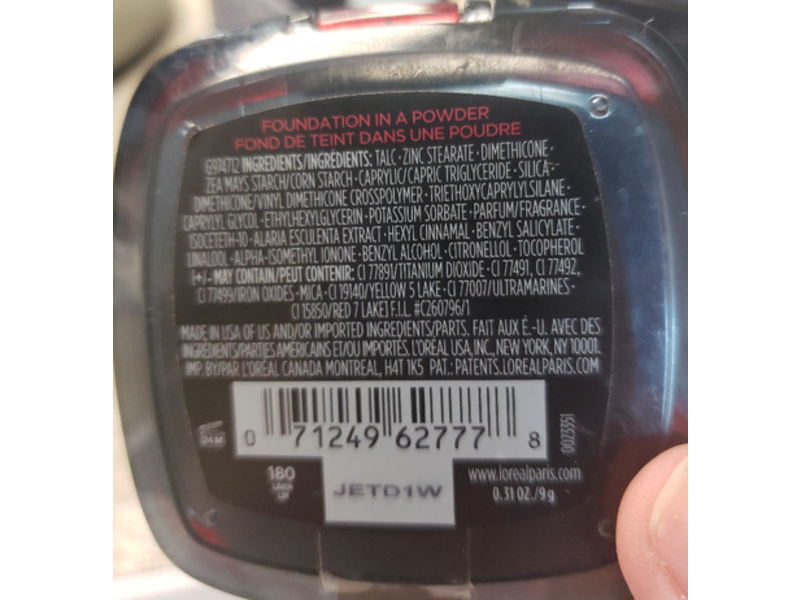 L'Oreal Paris Infallible Up To 24H Fresh Wear Foundation In A Powder, 180 Linen, 0.31 oz/9 g