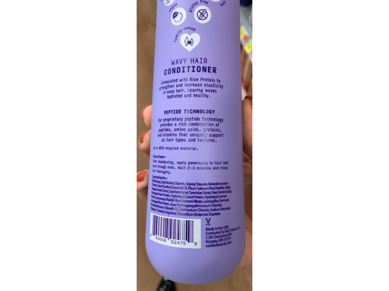 V&Co. Beauty Wavy Hair Conditioner, +Peptide, 12 fl oz/355 mL