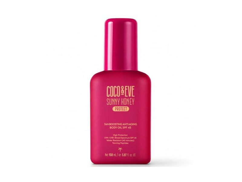 Coco & Eve Sunny Honey Tan Boosting Anti-Aging Body Oil, SPF 45, 5.87 fl oz/158 mL