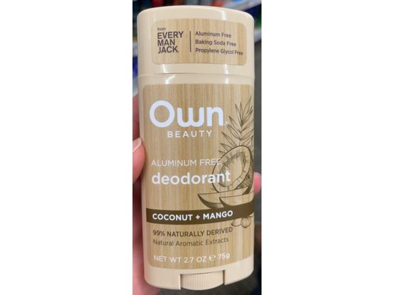 Own Beauty Aluminum Free Deodorant, Coconut & Mango, 2.7 oz/75 g