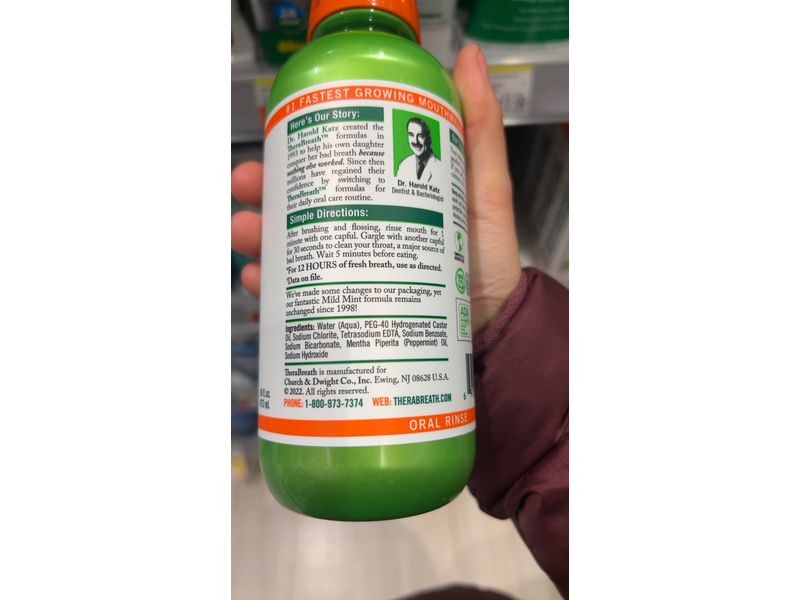 TheraBreath Dentist Formulated Fresh Breath Oral Rinse, Mild Mint, Pack of 2