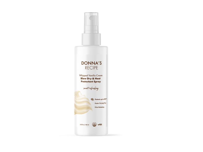 Donna's Recipe Blow Dry & Heat Protectant Spray, Whipped Vanilla Cream, 5.5 fl oz/165 mL