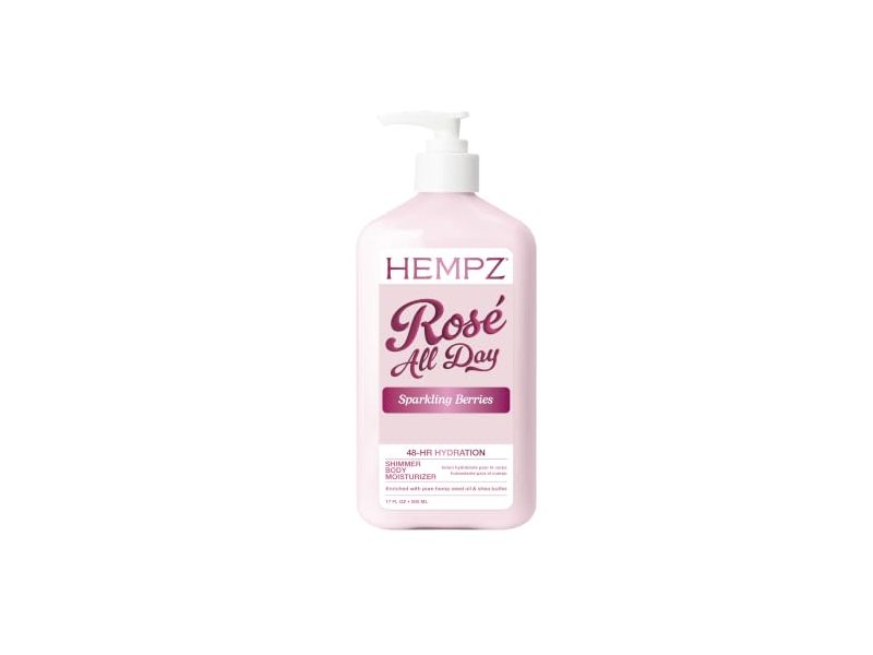 Hempz Rose All Day Shimmer Body Moisturizer, Sparkling Berries, 17 fl oz/500 mL