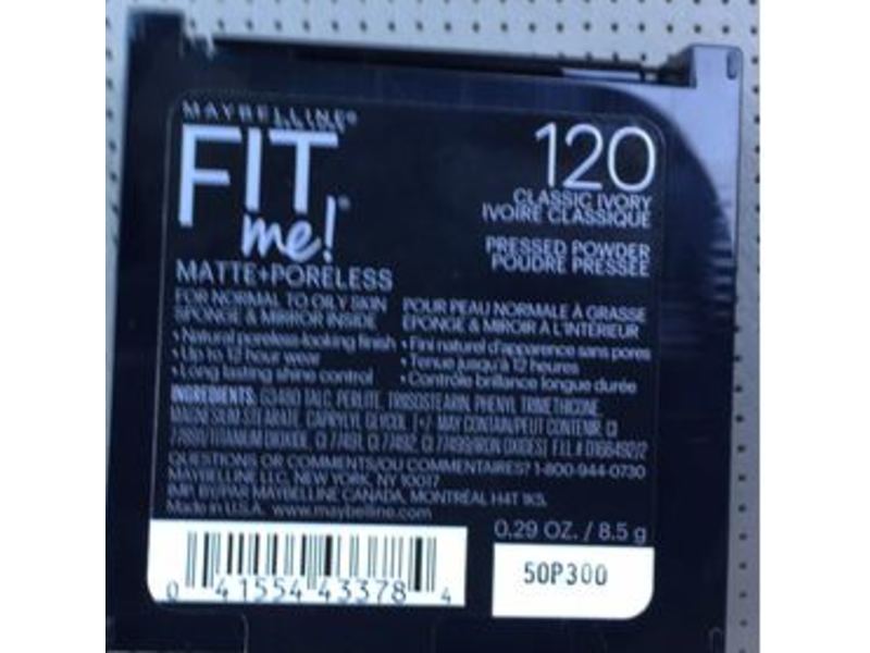 Maybelline New York Fit Me! Matte + Poreless Foundation Powder, Classic Ivory 120, 0.30 oz