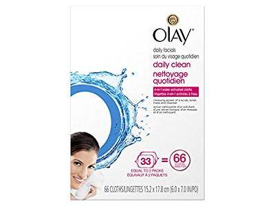 Olay Daily Clean 4-in-1 Water Activated Cleansing Cloths, 66 count