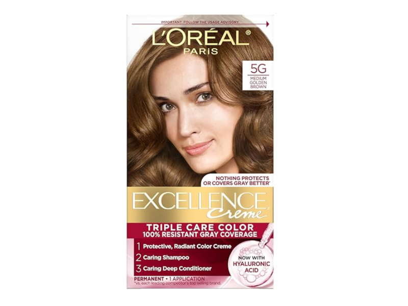 L'oreal Paris Excellence Creme Triple care Color Permanent Hair Color, 5G Medium Golden Brown, 1 Application