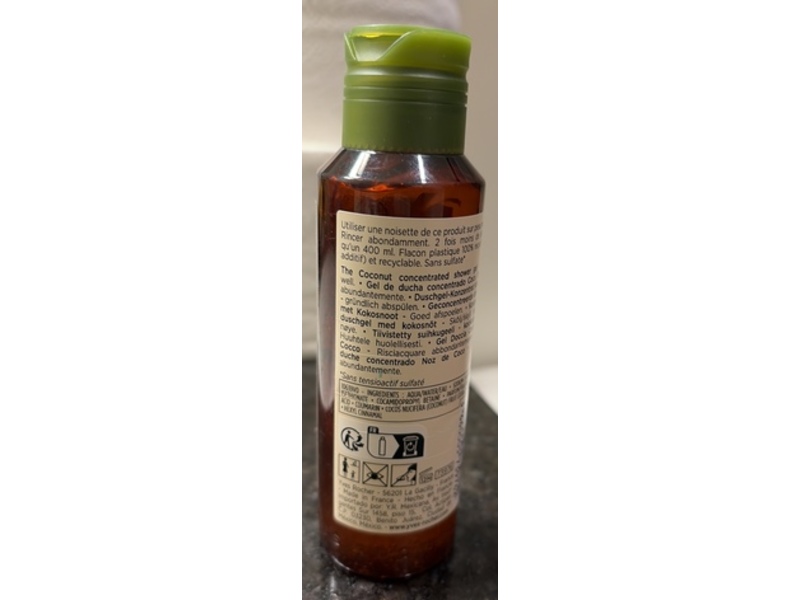 Yves Rocher Shower Gel, Concentrated Coconut, 3.38 fl oz/100 mL