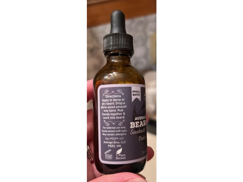 Average Bros Sawtooth Mountain Beard Oil, Cedar Citrus, 2 fl oz/60 mL