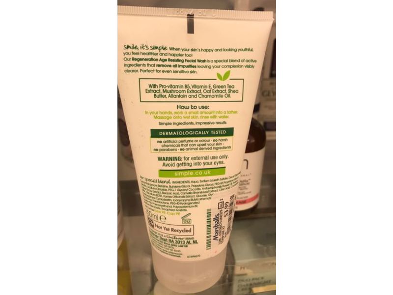 Simple Regeneration Age Resisting Facial Wash, 150 ml