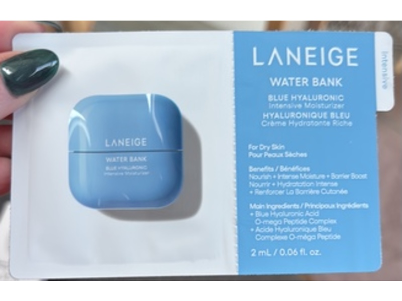 Laneige Water Bank Intensive Moisturizer, Blue Hyaluronic, 0.06 fl oz/2 mL