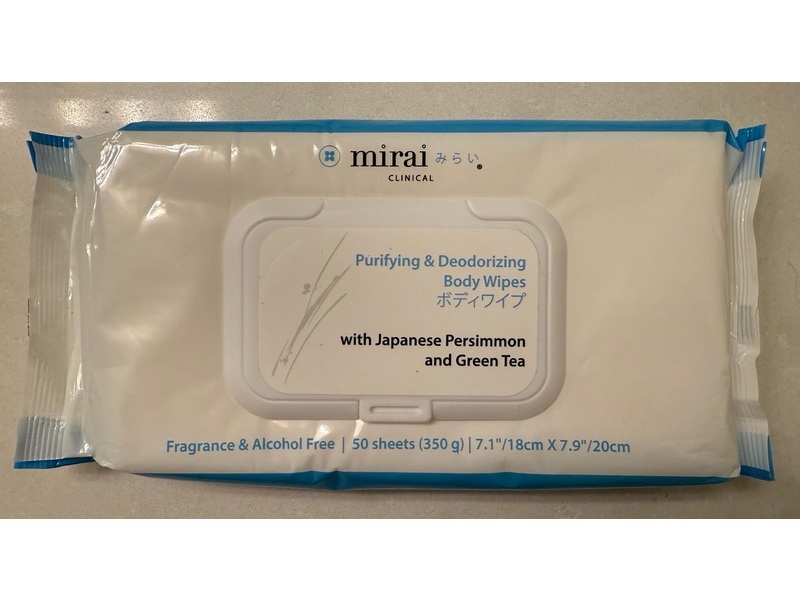 Mirai Clinical Purifying & Deodorizing Body Wipes, Japanese Persimmon & Green Tea, 350 g, 50 Count, 3 Pack