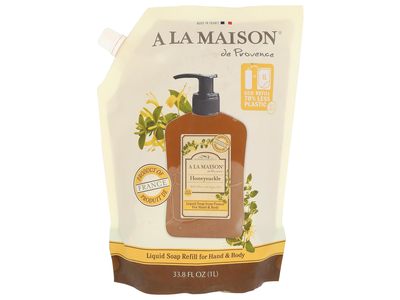 A La Maison De Provence Honeysuckle Hand & Body Liquid Soap, Olive & Argan Oils, 33.8 fl oz/1 L