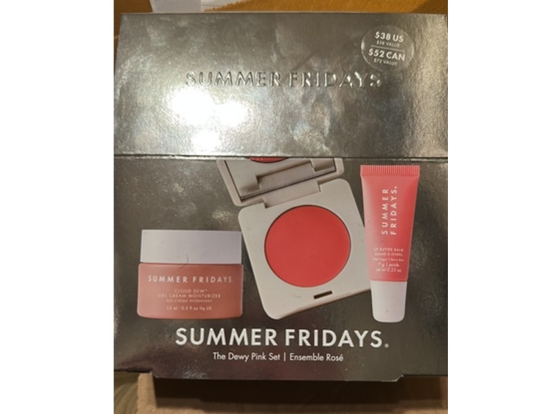 Summer Fridays The Dewy Pink Gel Cream Moisturizer, Lip Balm Pink Sugar & Bush Butter Balm Set