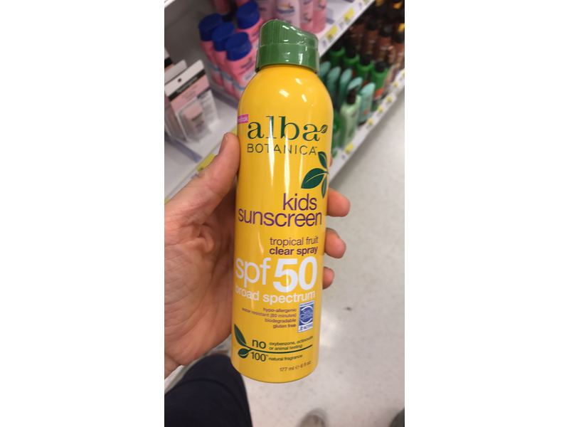 Alba Botanica Kids Clear Spray Sunscreen SPF 50, Tropical Fruit, 6 oz