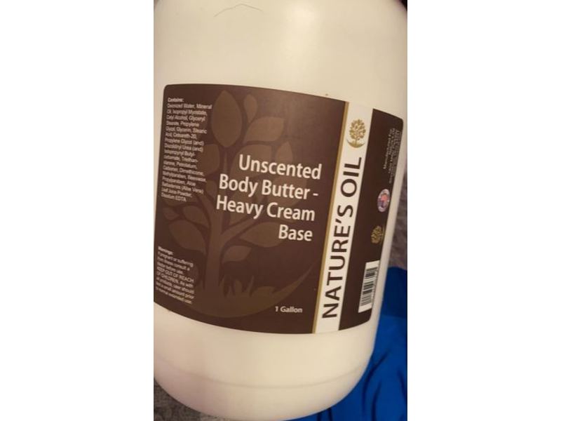 Nature's Oil Body Butter Heavy Cream, Unscented, 1 Gallon