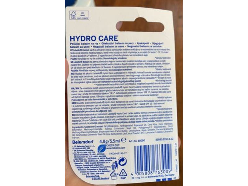 Labello 24h Melt-In Moisture Hydro Care Lip Balm, Natural Oils, SPF 15, 5.5 mL