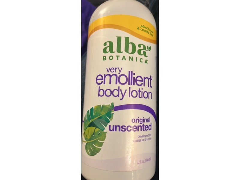 Alba Botanica Very Emollient Body Lotion, Unscented, 32 fl oz/956 mL