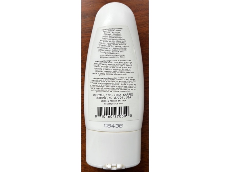 Carpe Exfoliating Exfoliant Wash, 3.3 fl oz/100 mL