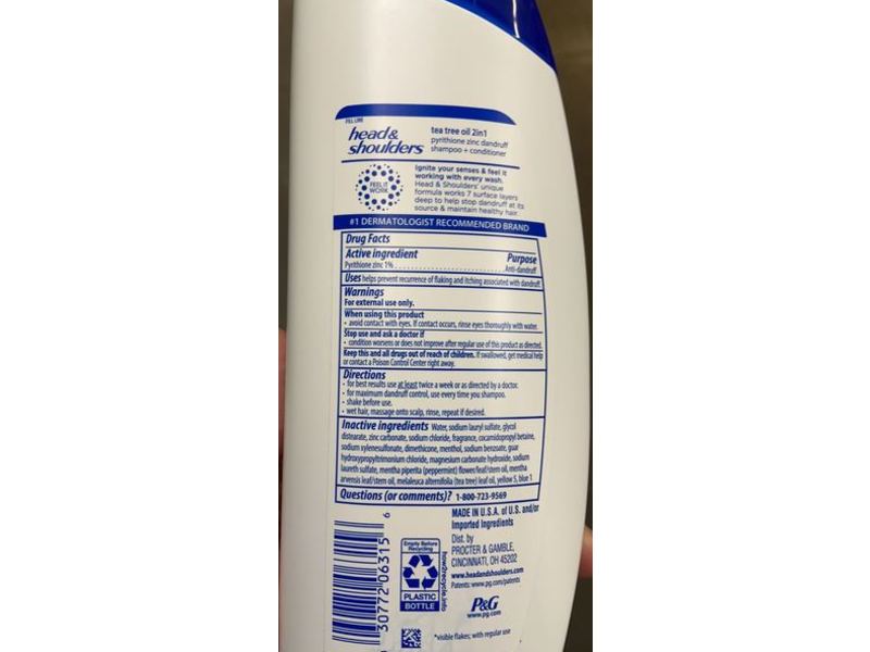 Head & Shoulders 2-in-1 Anti Dandruff Shampo, Tea Tree Oil, 12.5 fl oz/370 mL