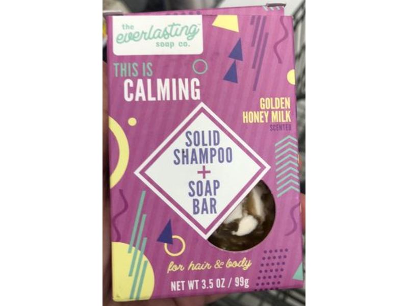 The Everlasting Soap Co. Calming Solid Shampoo + Soap Bar, Golden Honey Milk Scented, 3.5 oz/99g