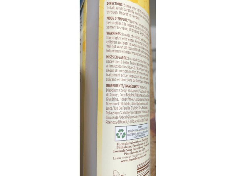 Burt's Bees Cat Dander Reducing Spray, 10 fl oz/296 mL