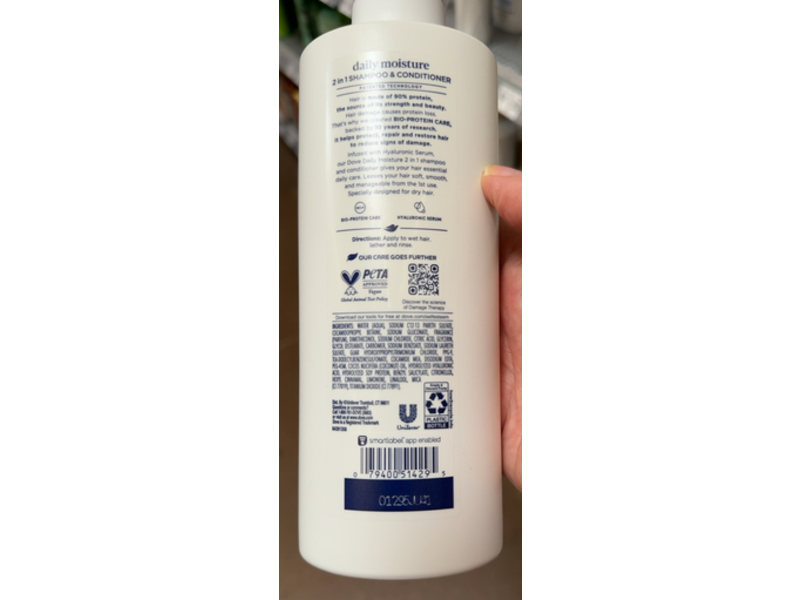 Dove Daily Moisture 2 In 1 Shampoo + Conditioner, 18 fl oz/532 mL