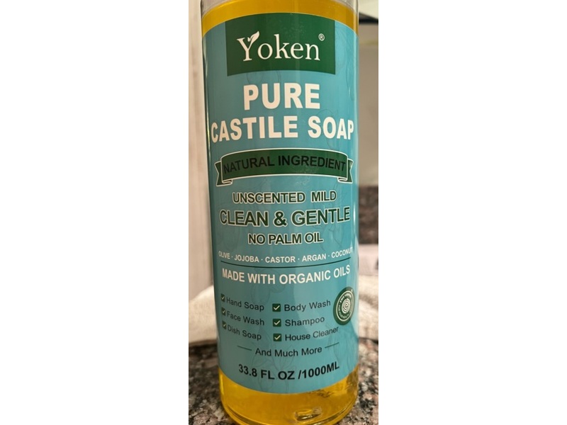 Yoken Pure Castile Soap, Unscented Mild, 33.8 fl oz/1000 mL