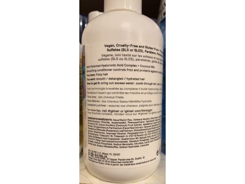 IGK Thirsty Girl Anti Frizz Conditioner, Coconut Milk, 8 fl oz/236 mL