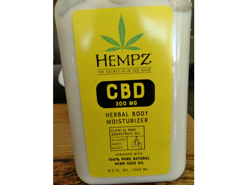 Hempz CBD 300 Mg Herbal Body Moisturizer, Elemi & Pink Grapefruit Oil, 8.5 fl oz/250 mL