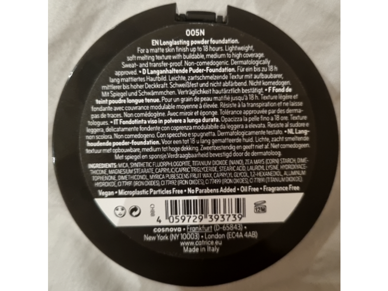 Catrice Cosmetics Hd Matte Powder Foundation, SPF 15, 005N, 0.28 oz/8 g