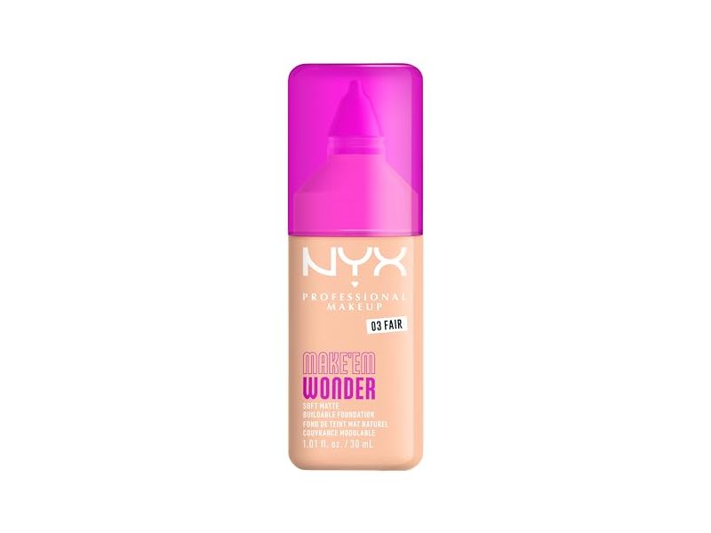 Nyx Professional Make 'Em Wonder Soft Matte Foundation, 03 Fair, 1.01 fl oz/30 mL