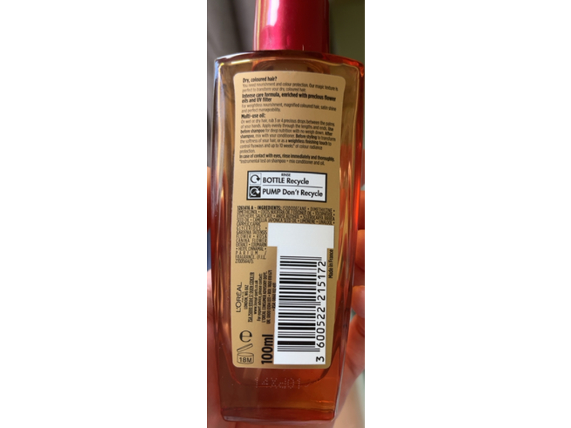 L'Oreal Paris Elvive Extraordinary Oil, Dry Coloured Hair, 100 mL