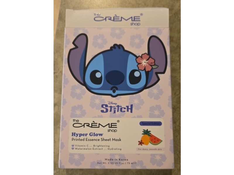 The Creme Shop Stitch Hyper Glow Printed Essence Sheet Mask, 2.53 fl oz/75 mL