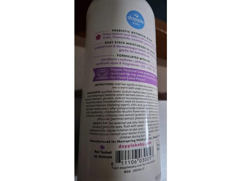 Dapple Baby Calming Bath, Lavender & Jasmine, 16.9 fl oz/500 mL