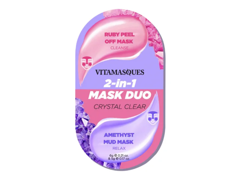 Vitamasques Crystal Clear 2-In-1 Mask Duo, Amethyst Mud & Rudy Peel Off Mask