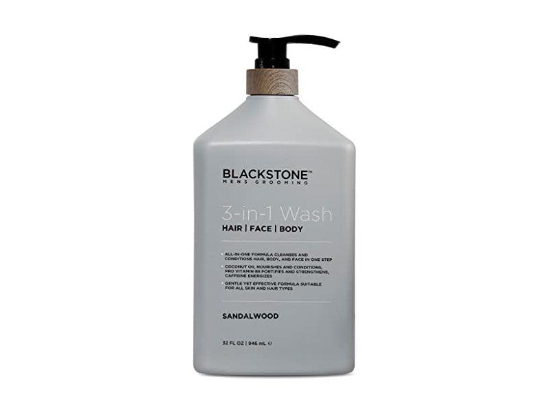 Blackstone Mens 3-In-1 Hair Face Body Wash, Sandalwood, 32 fl oz/946 mL