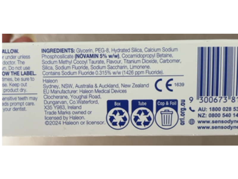 Sensodyne Repair & Shine Fluoride Toothpaste, Extra Fresh, 100g