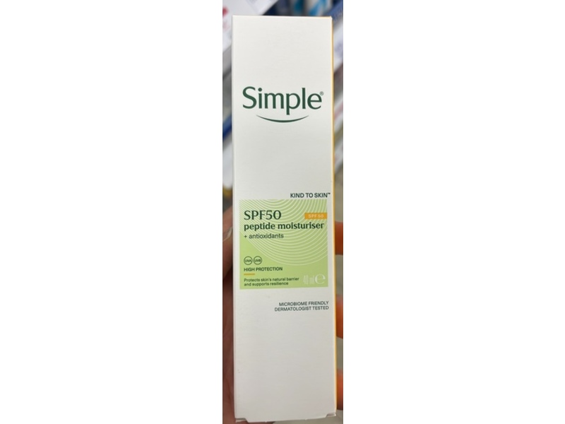 Simple Peptide Moisturizer, SPF 50, 40 mL