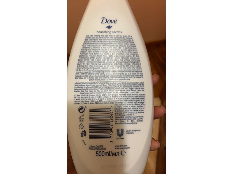 Dove Restoring Ritual, Coconut Oil and Almond Milk Body Wash - 3 Packs x 16.9 Fl.Oz / 500ml Ea