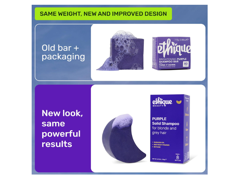 Ethique Purple Solid Shampoo Bar, Babassu Oil + Beetroot Powder & Betaine, 3.9 oz/110 g