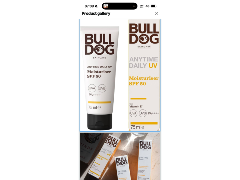 Bull Dog Skincare Anytime Daily UV Moisturiser, SPF 50 PA++++, Vitamin E , 75 mL