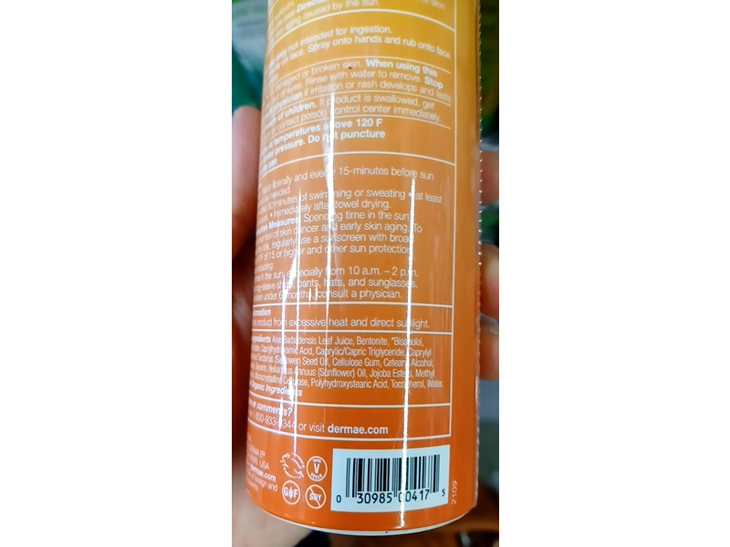 Derma E Ultra Sheer Mineral Sunscreen Mist, SPF 30, 6 fl oz/177 mL