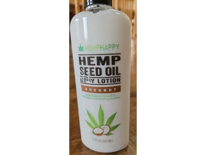 Hemphappy Hemp Seed Oil Body Lotion, Coconut, 12 fl oz/355 mL