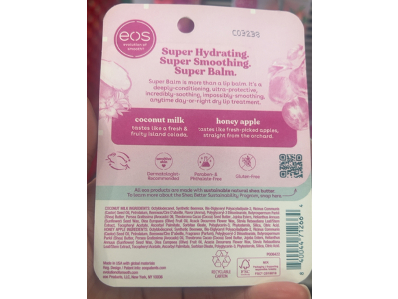 Eos Super Balm, Coconut Milk & Honey Apple, 0.35 fl oz/10 mL