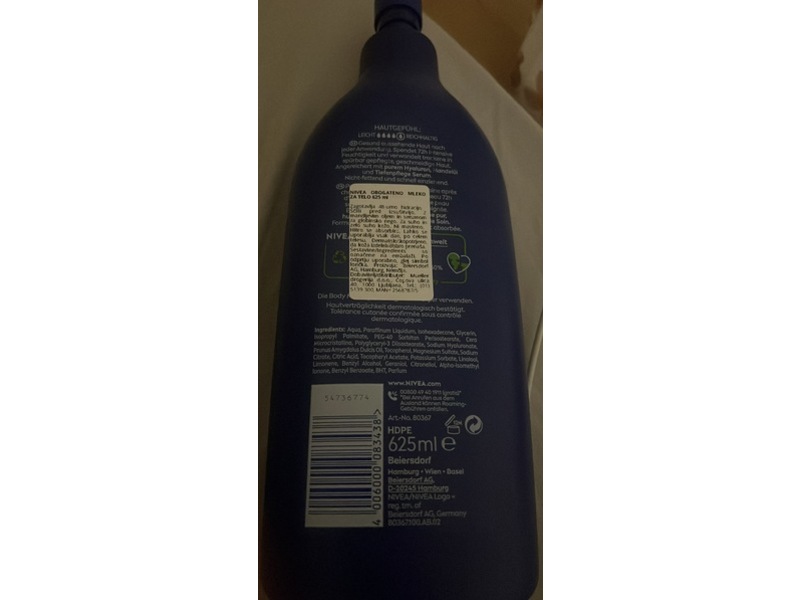 Nivea Body Milk, Pure Hyaluron, 625 mL